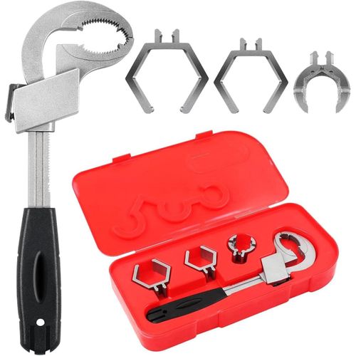 Clé universelle réglable à double extrémité,clé de robinet multifonctionnelle, jeu de clés à tuyau avec têtes de rechange,clé multifonctionnelle de salle de bain pour salle de bain, cuisine,jardin