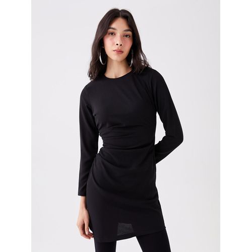 Robe Col Rond Unie Manches Longues