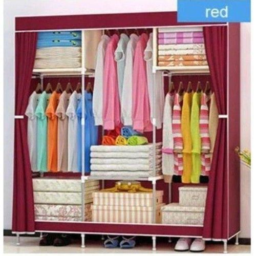 Armoire Penderie de Rangement 3 Portes, Armoire en Tissu Non-Tissé Grande Taille, Rangement Portable pour Vêtements et Sacs, Structure Métallique Solide, Design Élégant et Grande Capacité