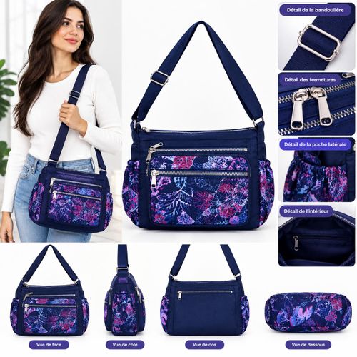 Sac multifonction pour femme, Sac de voyage pour femme, sac décontracté multi-poches, grande capacité en nylon, 25cm, 7cm. 17cm