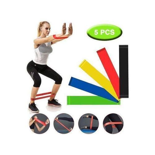 Lot de 5 Bandes Élastiques de Fitness, Différentes Résistances pour Entraînement à Domicile