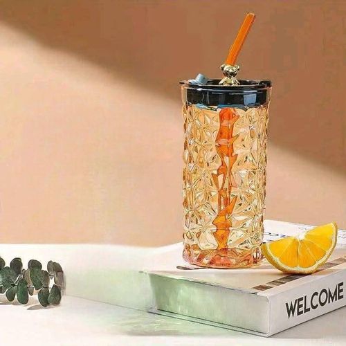 Verre design avec paille réutilisable