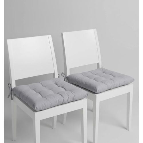 Lot de 2 Coussins de Chaise 40x40 cm Gris - Confort, Décoration Intérieure, Galette de Chaise, Doux et Épais