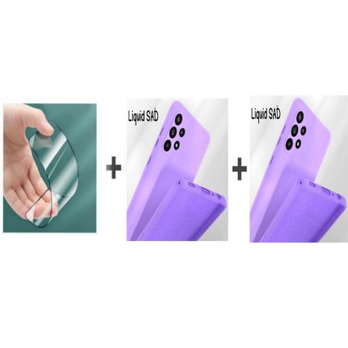 Pack: 2 pochette Samsung A32 4g souple silicone Mauve et Mauve + ciramik