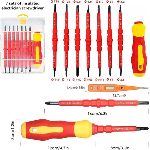 Tournevis isolé INDPROD, lames de tournevis isolées, lames Phillips/Fente/Torx/TA et manche ergonomique