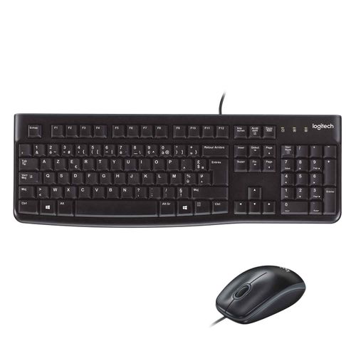 MK120 Combo Clavier et Souris Filaire pour Windows, Souris Optique Filaire, Clavier Taille Standard, Plug-and-Play USB, Compatible avec PC, Ordinateur Portable - AZERTY