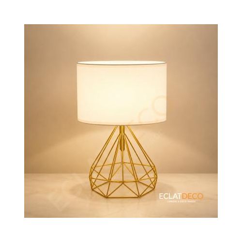 Lampe de Table DIAMANTA Gold – en Tissu & Structure Géométrique