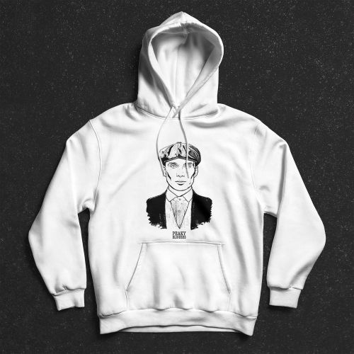 هودي سويت شيرت بغطاء للرأس للرجال - ابيض - Peaky Blinders