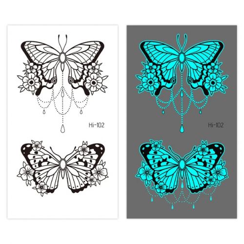 Tatouage temporaire lumineux, tatouage papillon