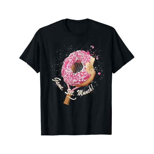T-shirt de tennis Donut Amusant - T-shirt décontracté à manches courtes pour hommes avec motif donut rose et sprinkles, , coupe régulière, S-3XL, confort toutes saisons, vêtement humoristique au design ludique, impression durable, T-shirt Donut