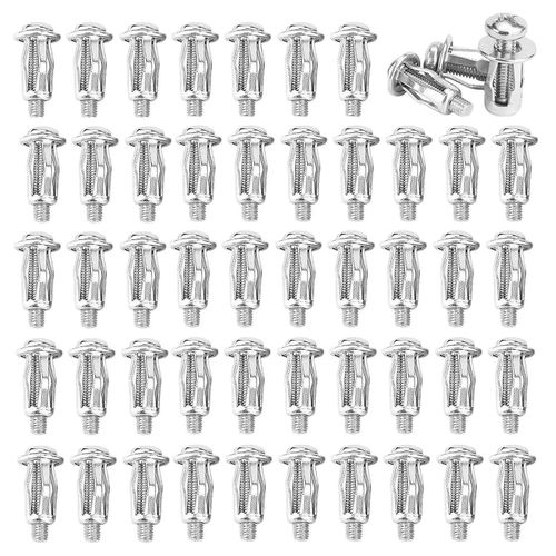 Écrou à vis d'expansion, 50 vis pour métal, boulon à manchon écrou hexagonal d'expansion, vis de montage accessoire adapté pour mur et souple, panneau d'affichage, permis d'installation