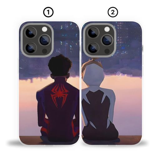 Pack Spiderman & Spiderwoman - Coque DUO - Compatible avec 13 Pro Max