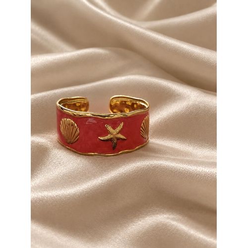 Bracelet jonc rouge et doré pour femme Bracelet ajustable