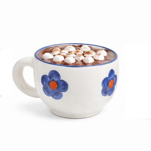 كوب سيراميك بنقشة البطيخ – كوب فخّار أصلي بداخلية حمراء – للقهوة، الشاي والشكولاتة الساخنة