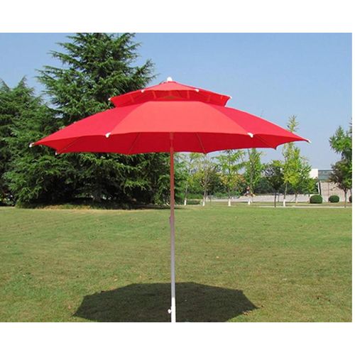 Parasol de jardin ou de plage rond à double toit ventilé
