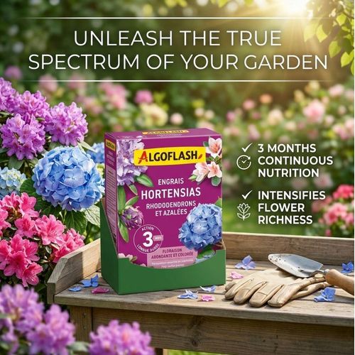 Soin Complet Hortensias & Azalées – Engrais Granulés Longue Durée (800g) – Pour une Floraison Intense et Colorée