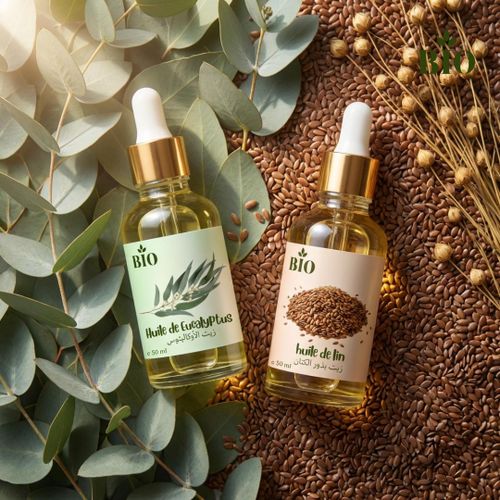 Huile de eucalyptus 50 ml et Huile de lin 50 ml huile végétale nutrition