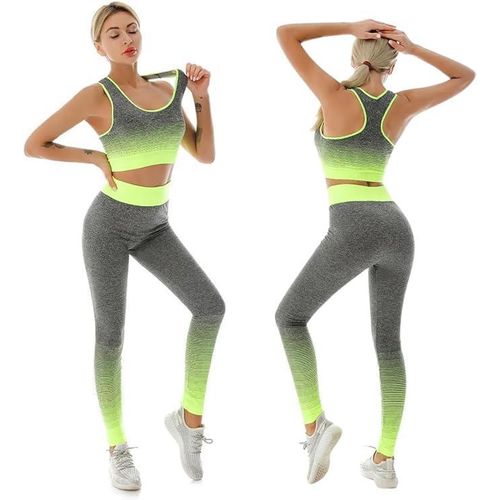 Gradient Vest Set – Ensemble Fitness Femme 2 Pièces – Legging Sculptant et Brassière de Sport Respirante