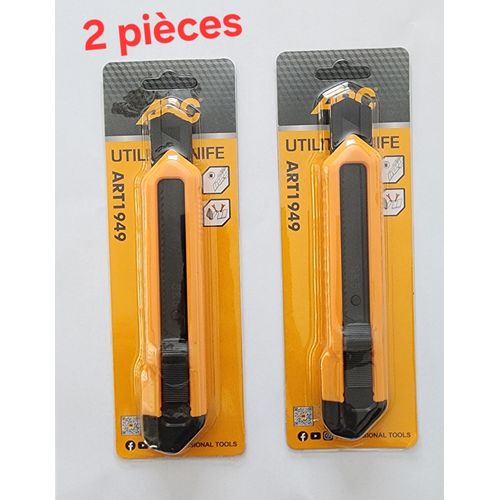 Ensembe de 2 Cutters professionnel à lame en acier inoxydable et verrouillage de sécurité, grand coupe-papier, coupe-papier tranchant et durable, lame épaisse 18mm, ouvre-boîte, couteau utilitaire