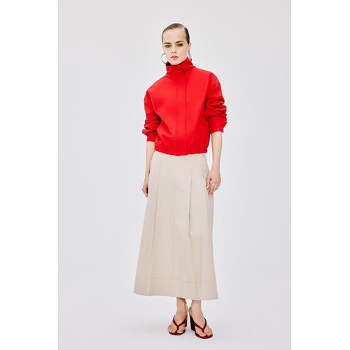 Jupe midi en gabardine à taille normale Coupe A