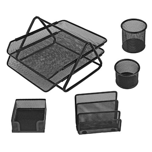 Mesh metal Set de 5 accessoires d'organisateurs de bureau en métal grillagé
