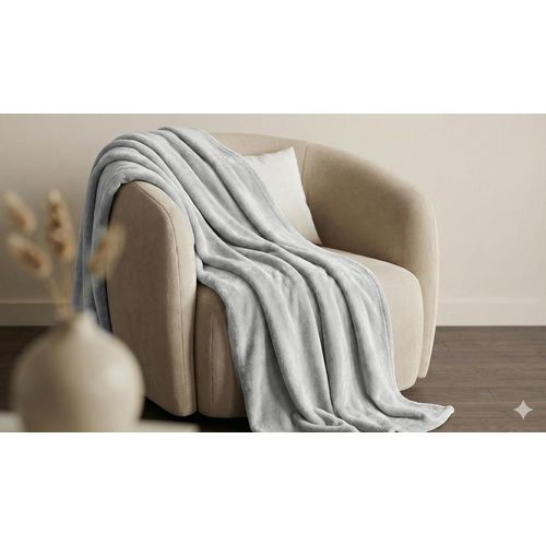 Plaid Polaire Doux Gris 200x220cm Polyester Recyclé Chaleure