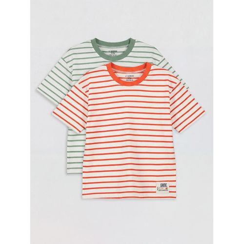 T-shirt à col rond rayé garçon, lot de 2