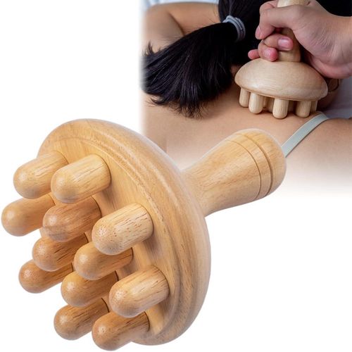 Outil de massage pour la maison format mini pour adultes et personnes ges rouleau de massage 4 roues pour le dos la nuque les paules et la taille jaune
