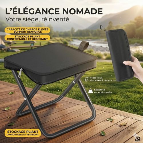 Chaise Pliante Camping Portable Tabouret Compact Lger avec Sac de Transport Sige Extrieur pour Voyage Pche et Activits Outdoor