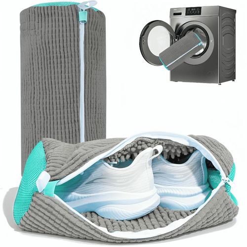 Sac de Lavage De Chaussures (1 Pièce) pour machine à laver de Grande taille pour une paire, sac réutilisable en maille, protection chaussures lavage et séchage, housse chaussures pour Lave-Linge, Intérieur Peluche Anti-Déformation pour Baskets