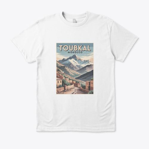 T-Shirt Unisexe Toubkal Maroc – Streetwear Regular Fit Noir/Blanc - White