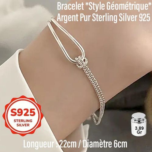389Gr Bracelet en Argent Sterling S925Style GéométriqueFabriqué avec 925 dArgent Pur Magnétique Médical sans Nickel Féminine Résistant à lOxydation Élégant Intemporel Ultra-Résistant Poids 778g Longueur 22cm Diamètre 6cm Idéal