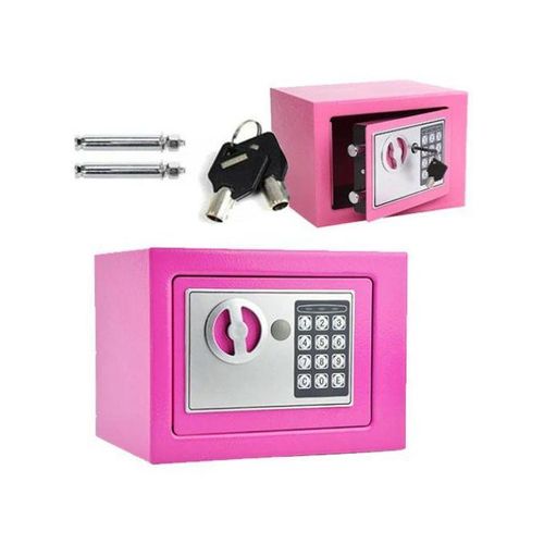 Coffre Fort à Serrure Électronique Avec Code PIN et 2 Clés, Fixations Murales et au sol 17×23×17cm