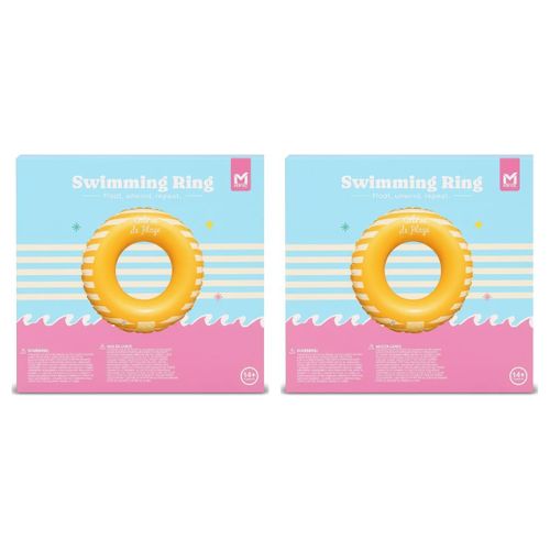 Lot de 2 - Bouée Gonflable Motif Vagues et Soleil - Orange Rayé - Accessoire de Plage et Piscine - Pour Enfants et Adultes