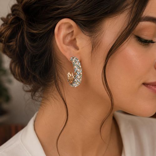 Boucle d’Oreille Luxe Perlé Doré