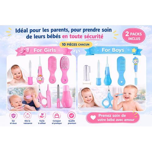 Kit de soins bébé complet 2 packs (10 pièces chacun), idéal pour les parents, sécurité, douceur et praticité dès la naissance