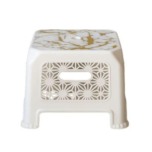 Tabouret en plastique multifonction - Design marbre et motifs orientaux - Léger et résistant