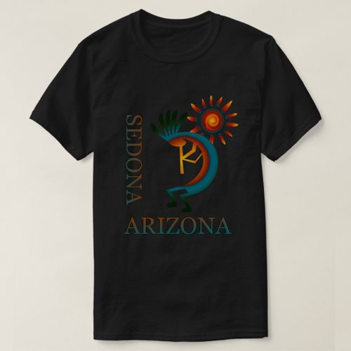Sedona Arizona Kokopelli t-shirt with Sun Gold