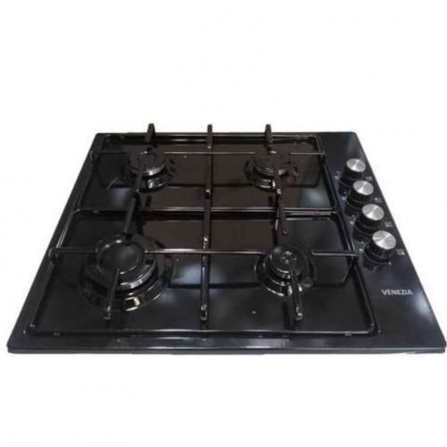 Plaque De Cuisson 4 Feux À Gaz Électrique 60cm - Noir