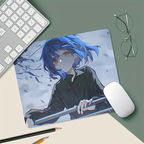 Tapis de Souris Anime Japonais Blue Archive avec Cheveux Bleus Base Antidérapante Adapté pour Bureau Étude et Jeu Tapis de Bureau Portable et Durable