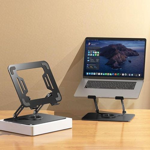 Support Ordinateur Portable Réglable avec Rotation 360° – Structure en Acier Carbone – Compatibilité Universelle 10 à 17 pouces – Antidérapant et Ergonomique