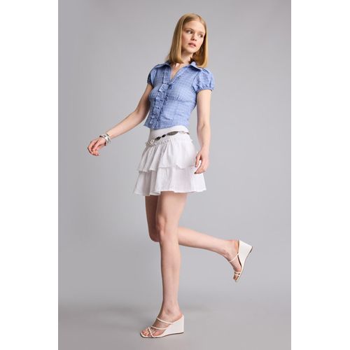 Jupe mini en broderie anglaise à taille normale