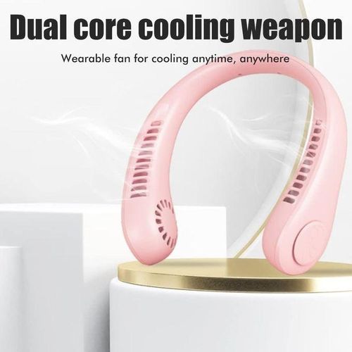 Ventilateur Portable Cou sans lame, Ventilateur USB Rechargeable, Mini Ventilateur d'air 3 vitesses