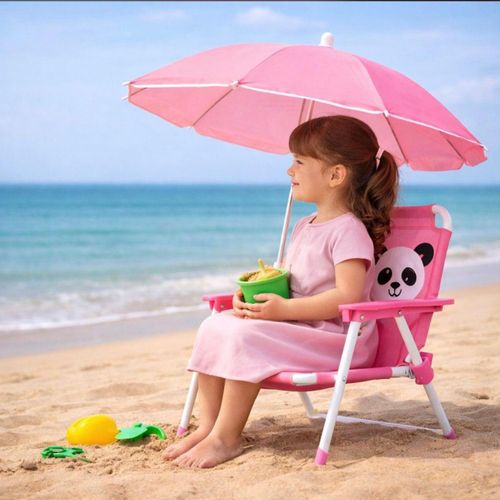 Chaise pliante pour fille avec parasole intégré-modèle coloré pour extérieur