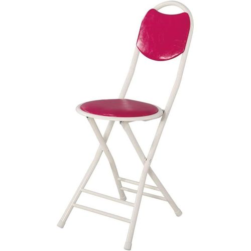 Chaise pliante portable avec dossier haut en métal galvanisé et assise en simili cuir violet – Idéale pour utilisation intérieure