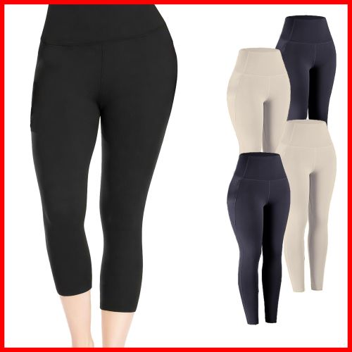 Pack De 4 Legging 2Noir+2Biege Confortable pour Femme Sous-vêtements Maison