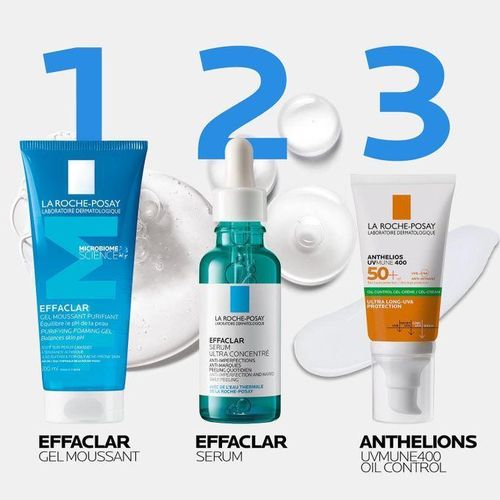 Effaclar GEL PURIFIANT 200ML + EFFACLAR SERUM ULTRA CONCENTRE 30ML+ANTHELIOS UVMUNE 400 CRÈME SOLAIRE VISAGE EN GEL-CRÈME
