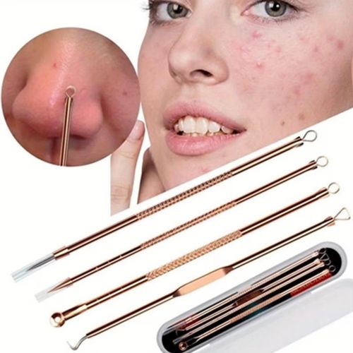 Kit Extracteur de Points Noirs 4 Pièces en Acier Inoxydable – Outils Anti-Acné Professionnels