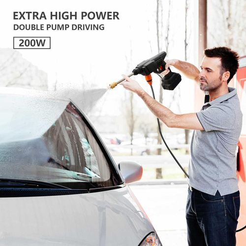Nettoyeur Haute Pression Sans Fil Rechargeable 48V – Pistolet Haute Pression Portable avec 2 Batteries, Tuyau 5M, Pulvérisateur d’Eau Haute Performance pour Voiture, Jardin, Terrasse, Moto et Nettoyage Extérieur