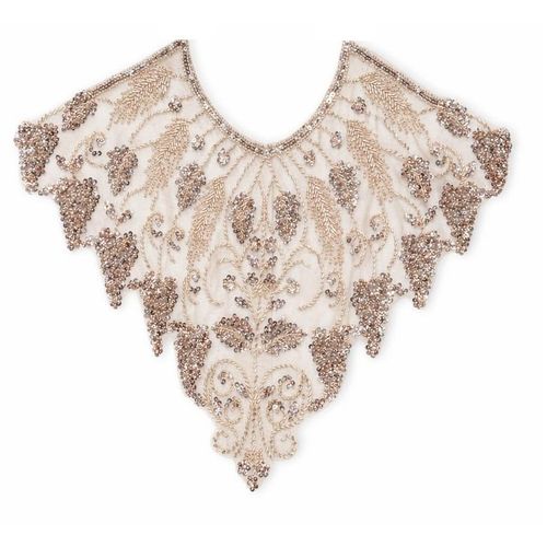 col brodé de maille avec paillettes et perles